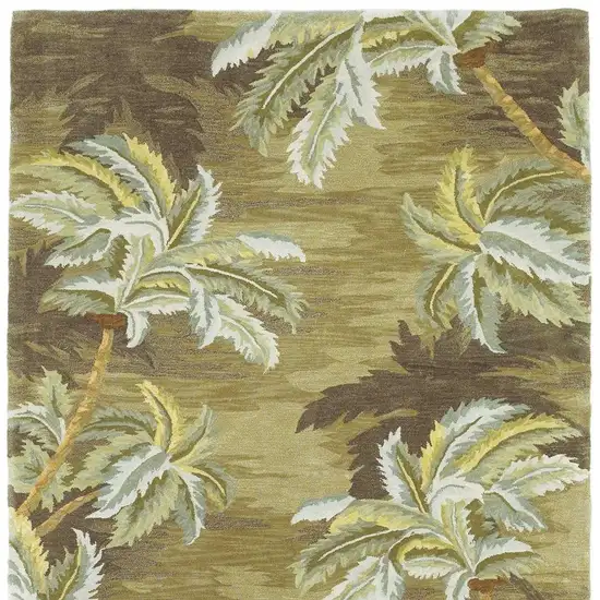 Moss Green And Yellow Wool Tropical Botanical Hand Tufted Area Rug Photo 8