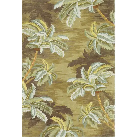 Moss Green And Yellow Wool Tropical Botanical Hand Tufted Area Rug Photo 4
