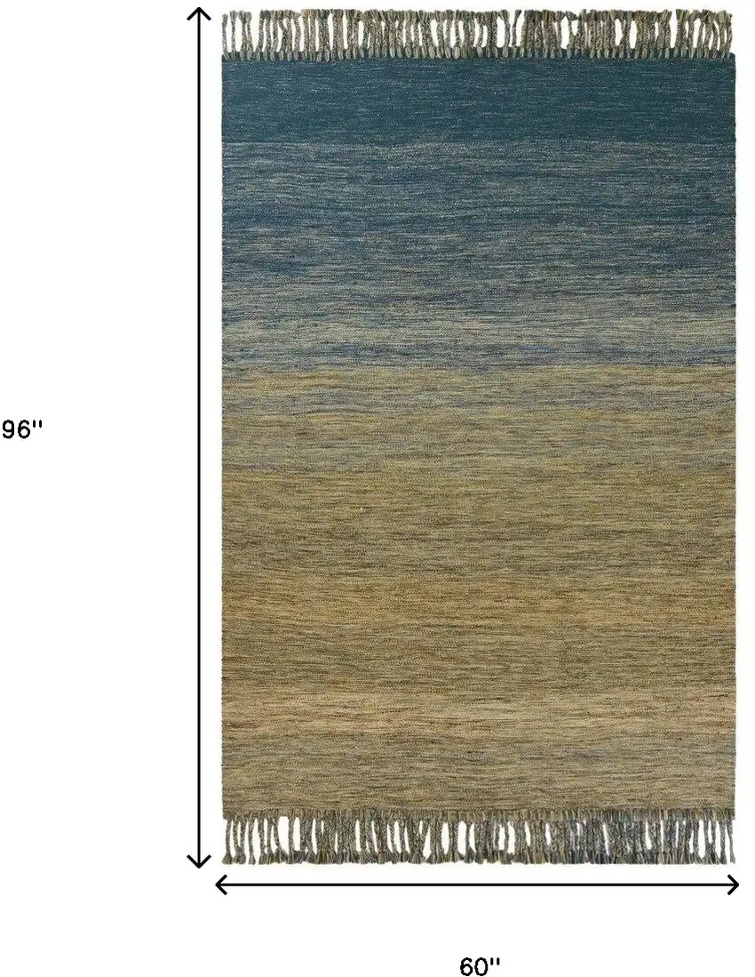 Blue and Ivory Wool Ombre Hand Woven Area Rug Photo 3