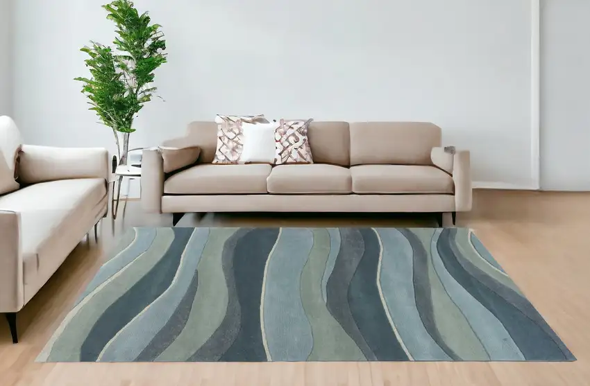 6 Wool Ocean Area Rug Photo 1