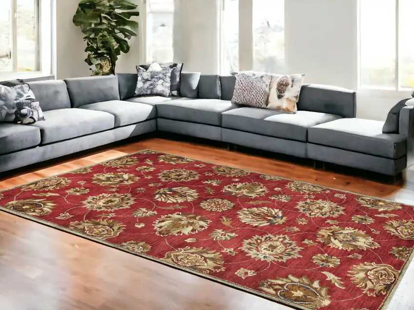 6 Wool Red Area Rug Photo 2