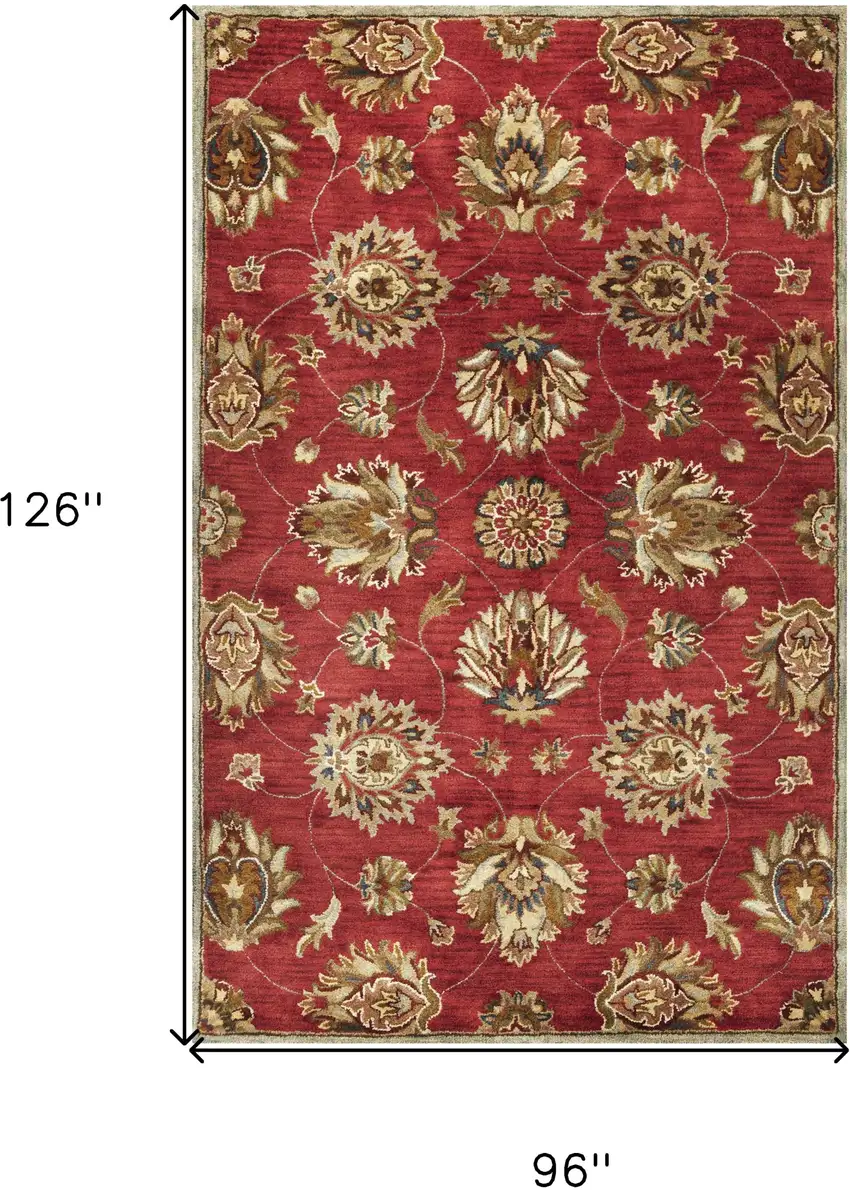 6 Wool Red Area Rug Photo 9