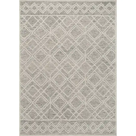 Sand Beige And Ivory Wool Geometric Hand Tufted Area Rug Photo 4