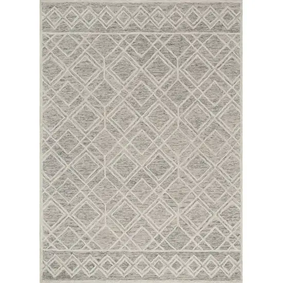 Sand Beige And Ivory Wool Geometric Hand Tufted Area Rug Photo 2