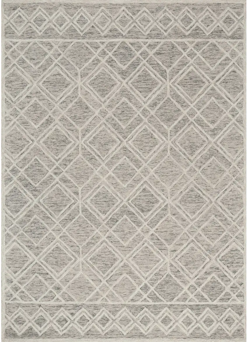 Sand Beige And Ivory Wool Geometric Hand Tufted Area Rug Photo 2