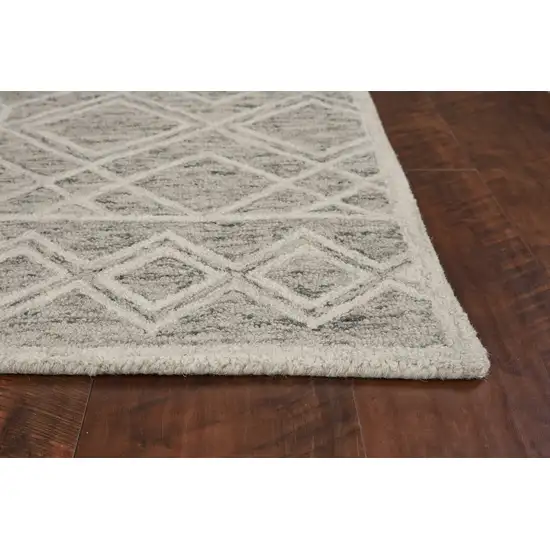 Sand Beige And Ivory Wool Geometric Hand Tufted Area Rug Photo 8