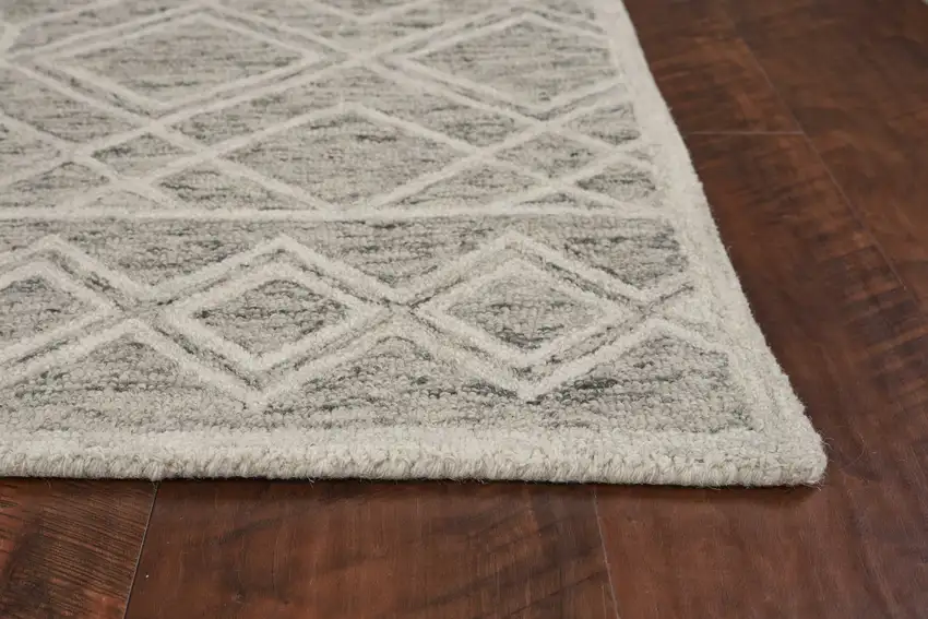 Sand Beige And Ivory Wool Geometric Hand Tufted Area Rug Photo 8