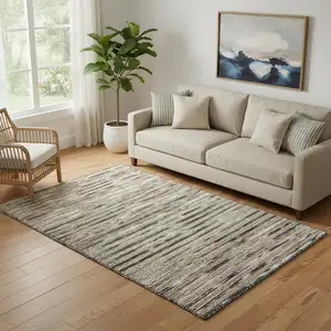 Photo of Wool Striped Hand Braided Area Rug