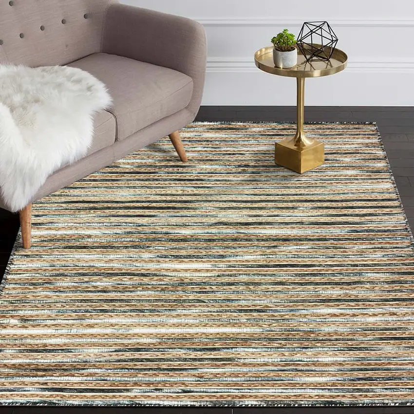 Wool Striped Hand Braided Area Rug Photo 5