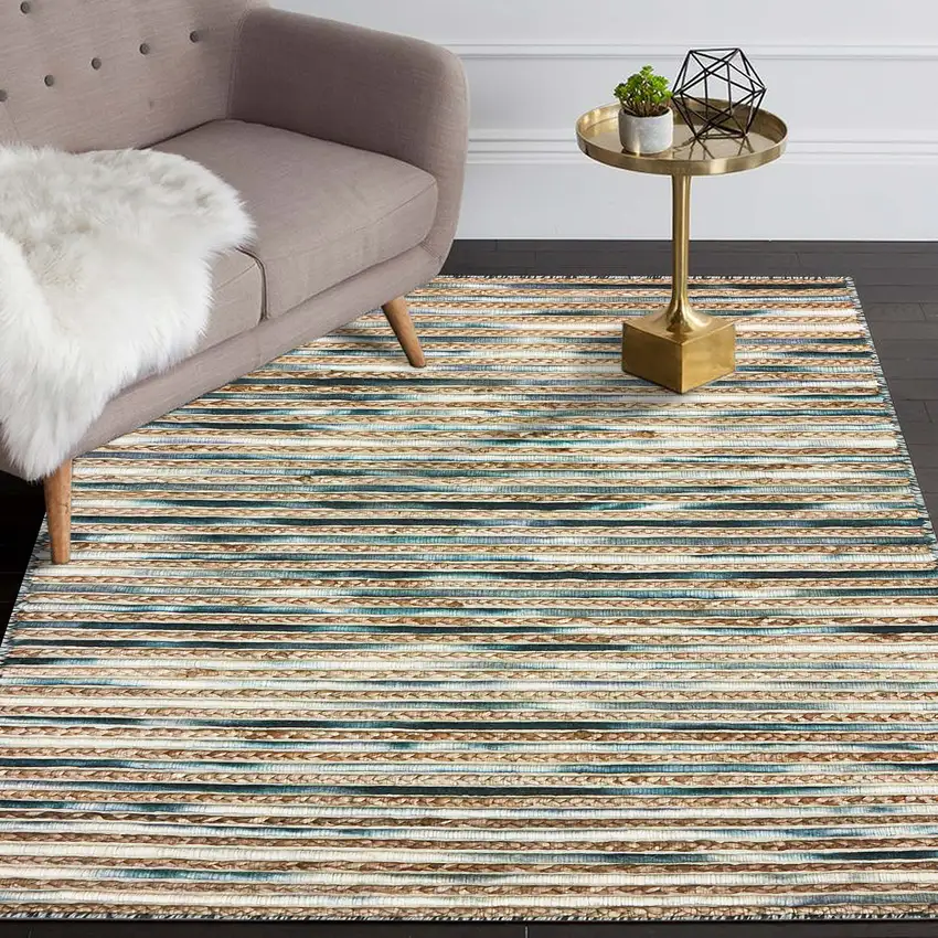 Wool Striped Hand Braided Area Rug Photo 5