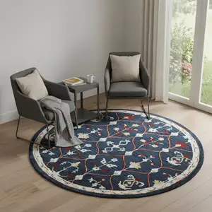 Photo of Wool Trellis Hand Tufted Round Rug