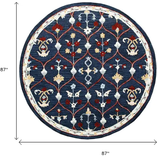 Wool Trellis Hand Tufted Round Rug Photo 3