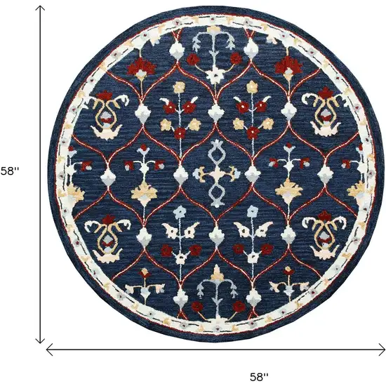 Wool Trellis Hand Tufted Round Rug Photo 3