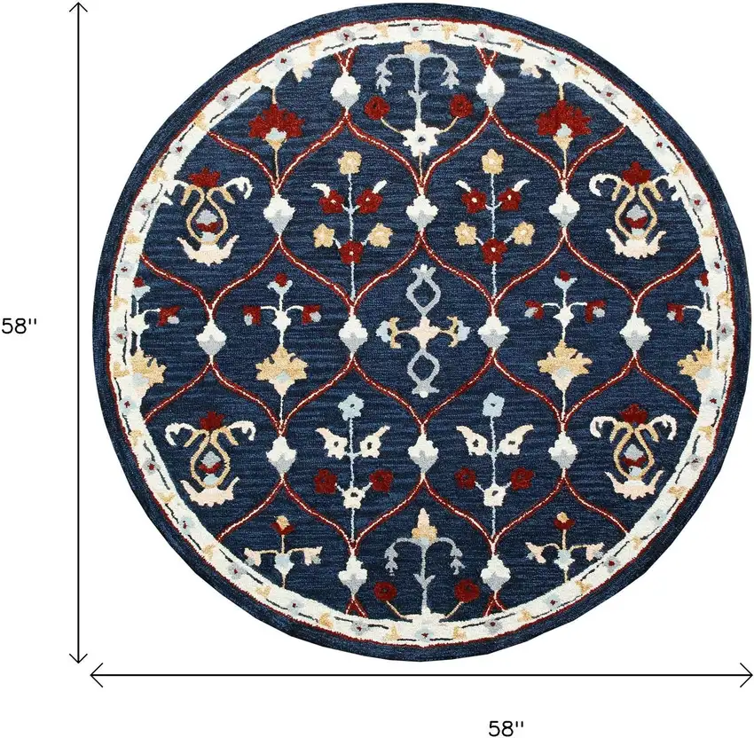 Wool Trellis Hand Tufted Round Rug Photo 3