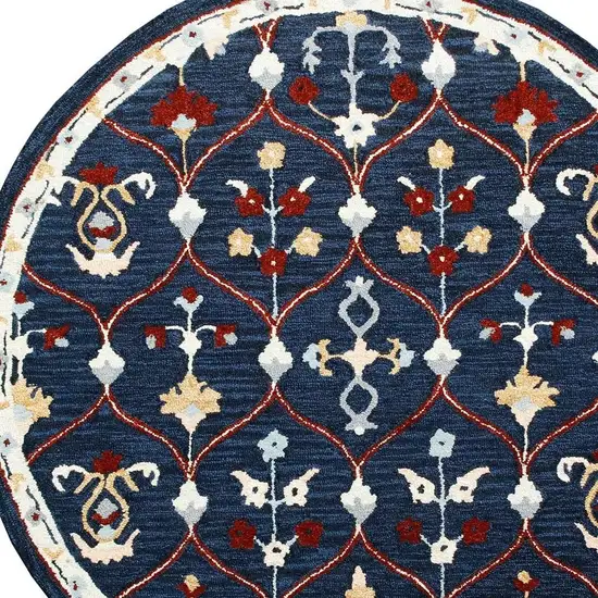 Wool Trellis Hand Tufted Round Rug Photo 4