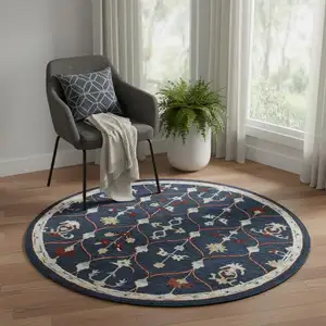 Photo of Wool Trellis Hand Tufted Round Rug
