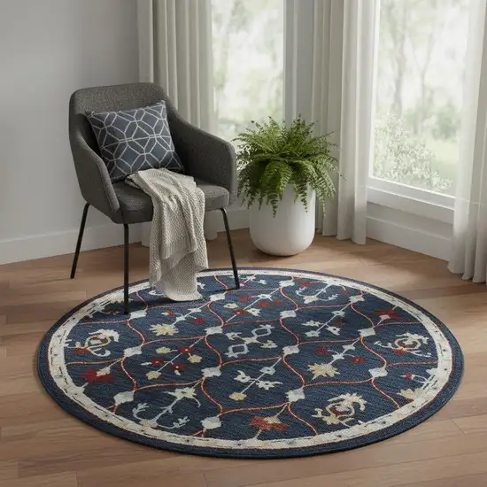 Wool Trellis Hand Tufted Round Rug Photo 1