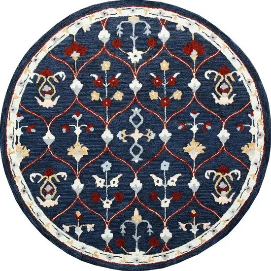 Wool Trellis Hand Tufted Round Rug Photo 5