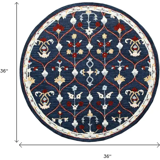 Wool Trellis Hand Tufted Round Rug Photo 3