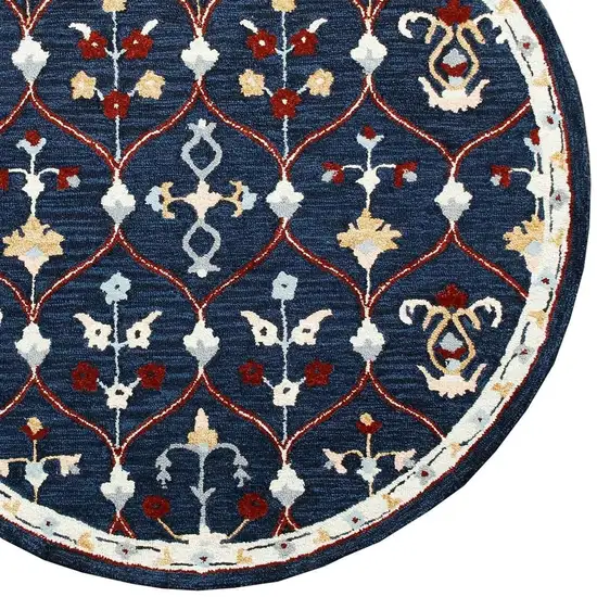 Wool Trellis Hand Tufted Round Rug Photo 4
