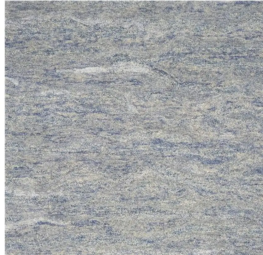 Blue And Beige Wool Abstract Hand Tufted Area Rug Photo 3