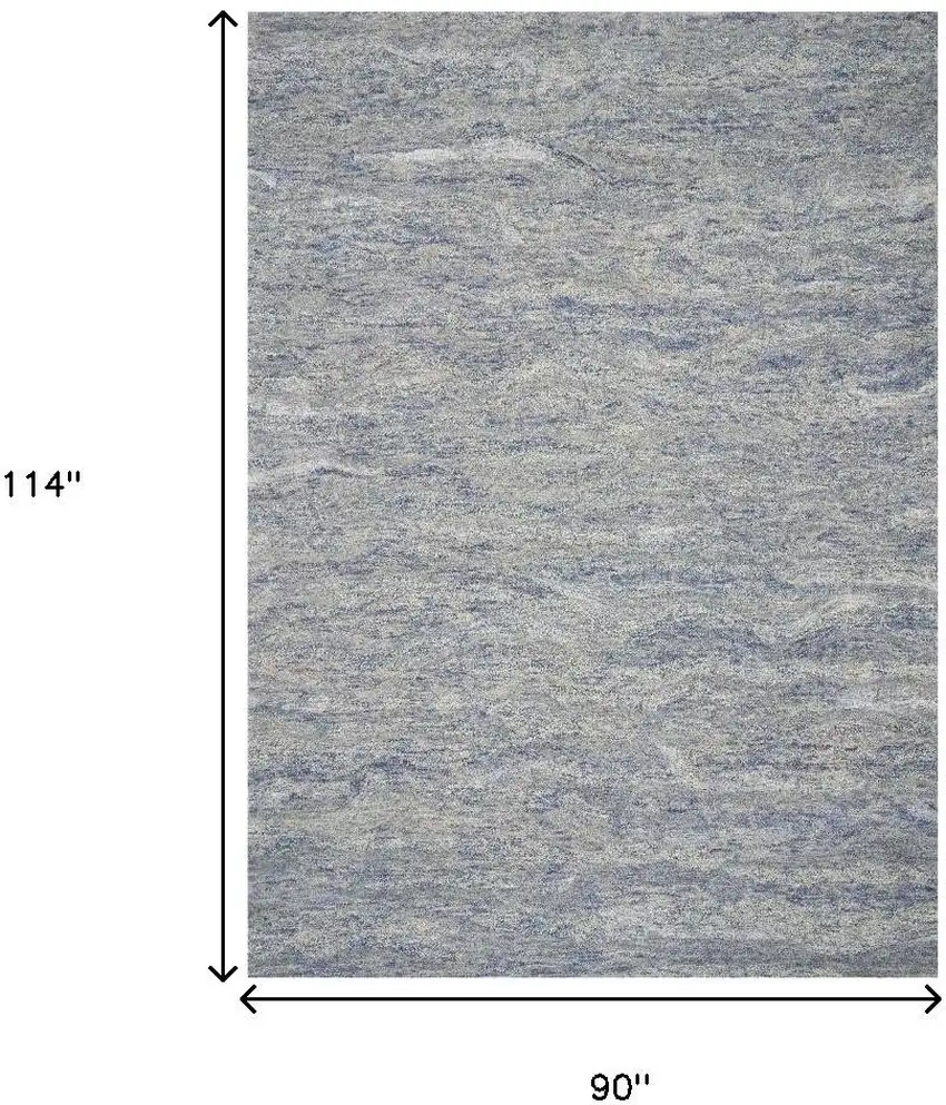 Blue And Beige Wool Abstract Hand Tufted Area Rug Photo 9