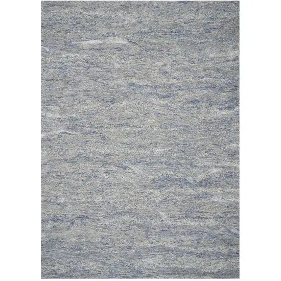 Blue And Beige Wool Abstract Hand Tufted Area Rug Photo 1