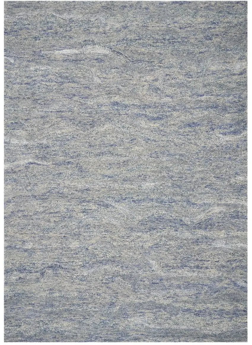 Blue And Beige Wool Abstract Hand Tufted Area Rug Photo 1