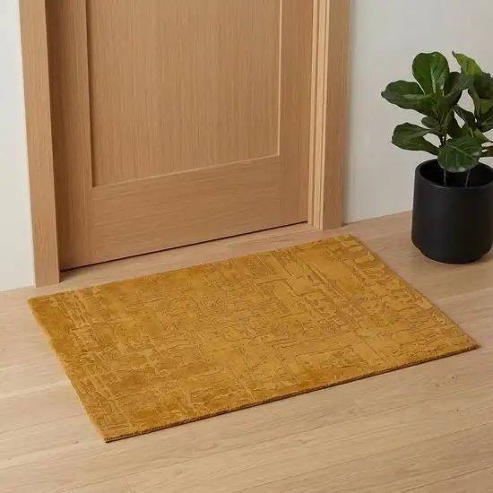 Yellow Abstract Non Skid Area Rug Photo 1