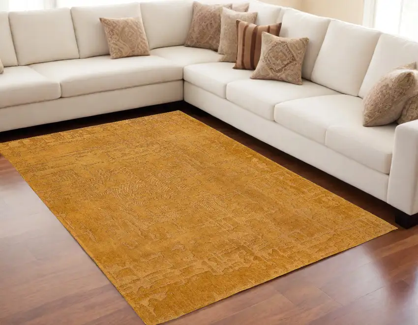 Yellow Abstract Non Skid Area Rug Photo 1