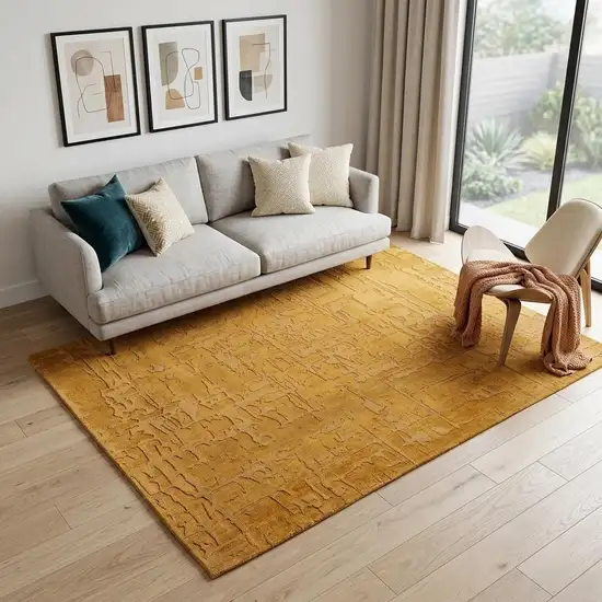 Yellow Abstract Non Skid Area Rug Photo 1