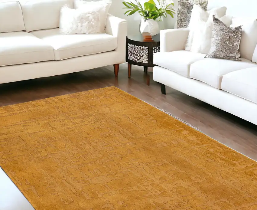 Yellow Abstract Non Skid Area Rug Photo 1