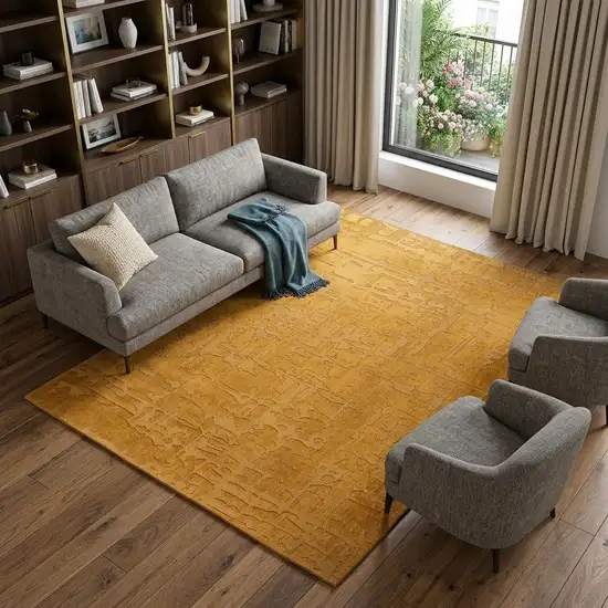 Yellow Abstract Non Skid Area Rug Photo 1