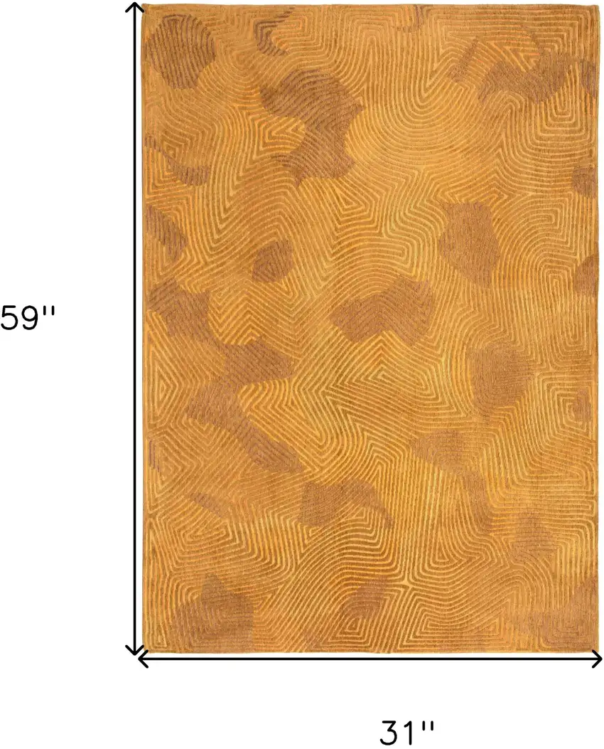 Yellow Abstract Non Skid Area Rug Photo 3