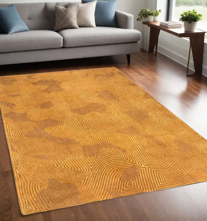 Yellow Abstract Non Skid Area Rug Photo 1