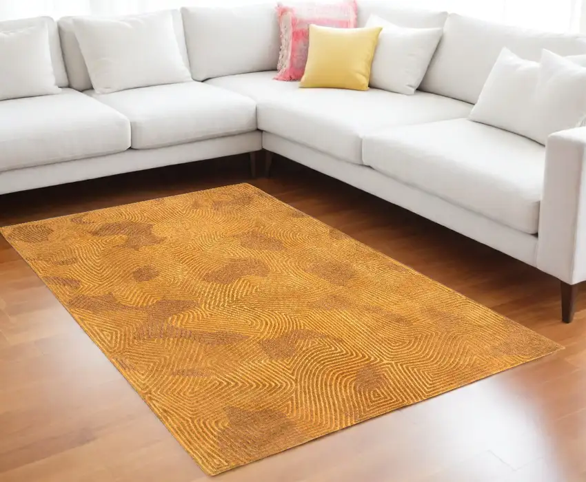 Yellow Abstract Non Skid Area Rug Photo 1