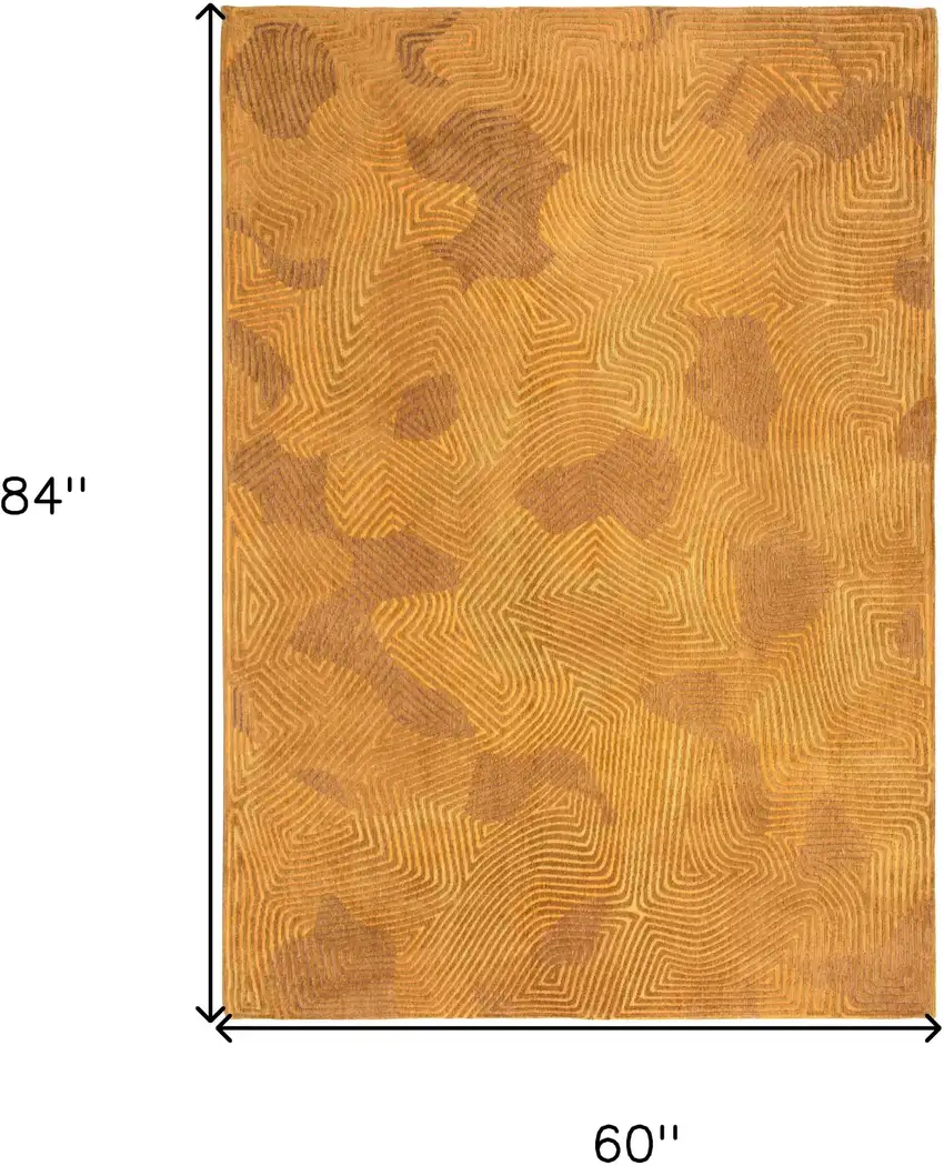 Yellow Abstract Non Skid Area Rug Photo 3