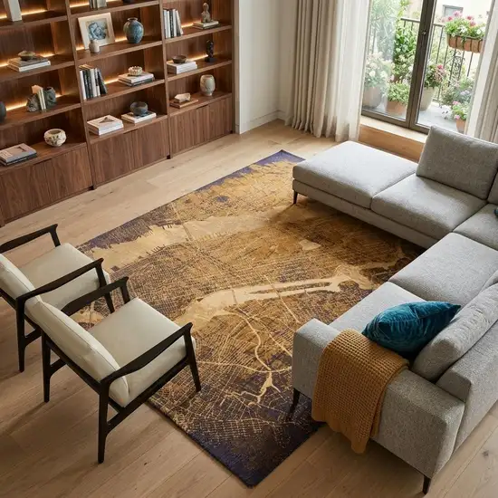 Yellow Abstract Non Skid Area Rug Photo 1