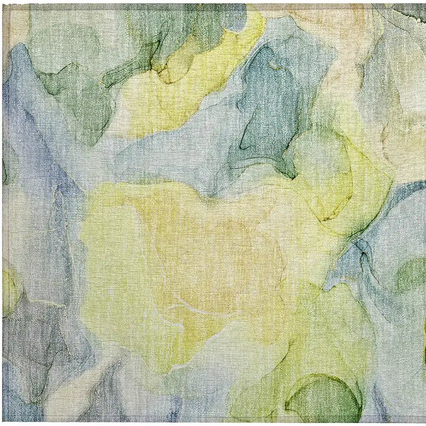 Yellow Abstract Washable Non Skid Indoor Outdoor Area Rug Photo 8