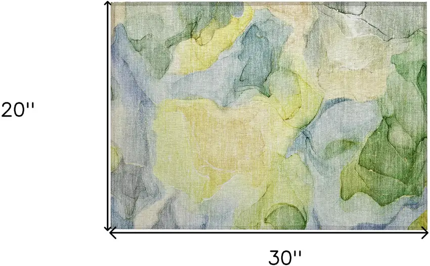 Yellow Abstract Washable Non Skid Indoor Outdoor Area Rug Photo 3