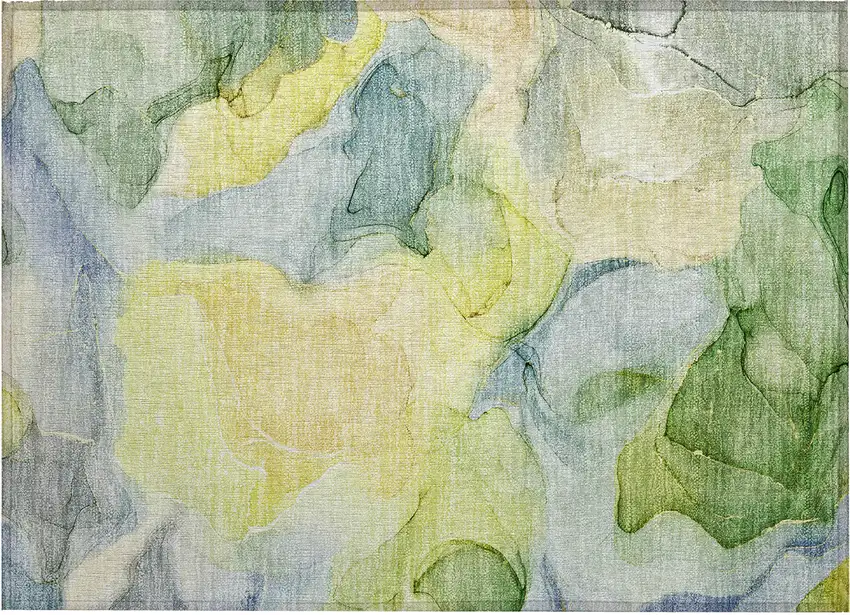 Yellow Abstract Washable Non Skid Indoor Outdoor Area Rug Photo 2