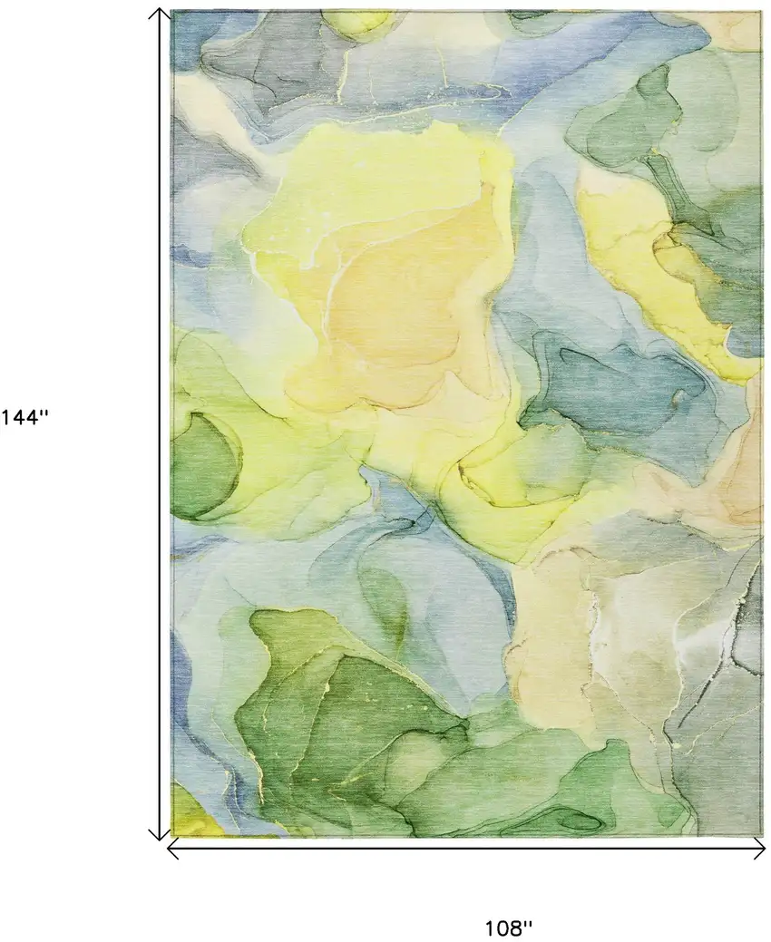 Yellow Abstract Washable Non Skid Indoor Outdoor Area Rug Photo 3