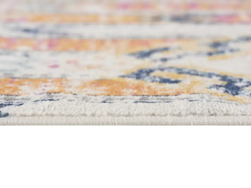 Yellow And Beige Abstract Runner Rug Photo 6