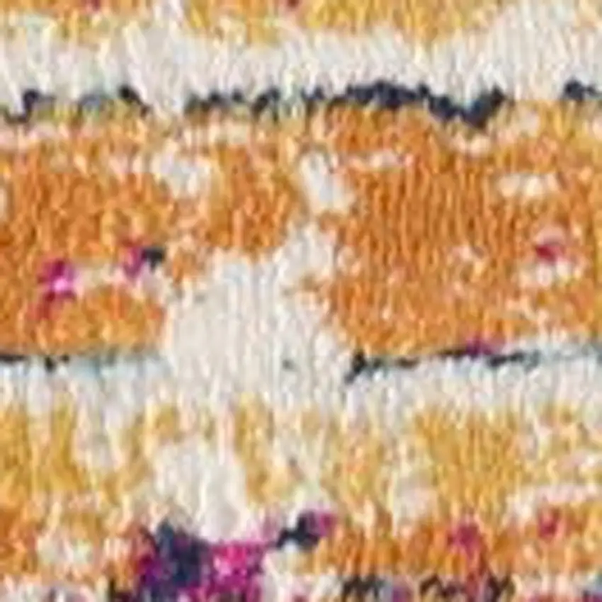 Yellow And Beige Abstract Square Rug Photo 9