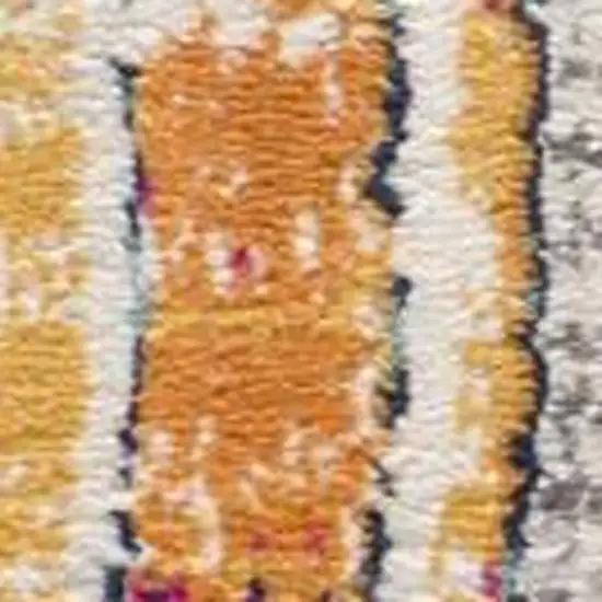 Yellow And Beige Abstract Square Rug Photo 8