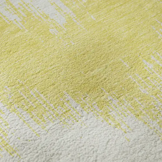 Yellow And Beige Chevron Washable Area Rug With UV Protection Photo 8