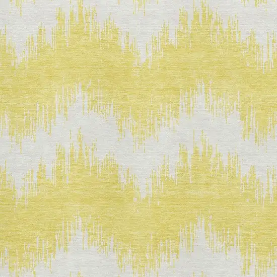Yellow And Beige Chevron Washable Area Rug With UV Protection Photo 3