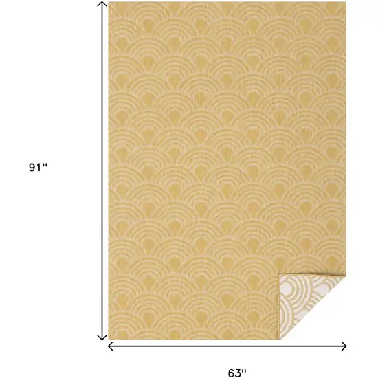 Yellow And Beige Geometric Area Rug Photo 3