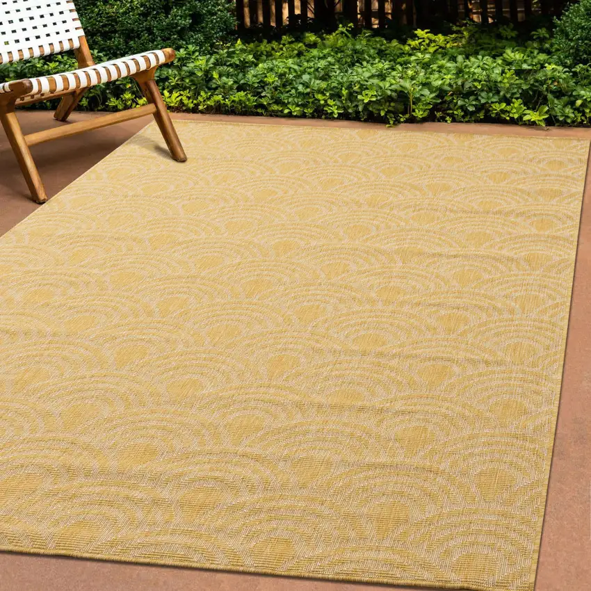 Yellow And Beige Geometric Area Rug Photo 5