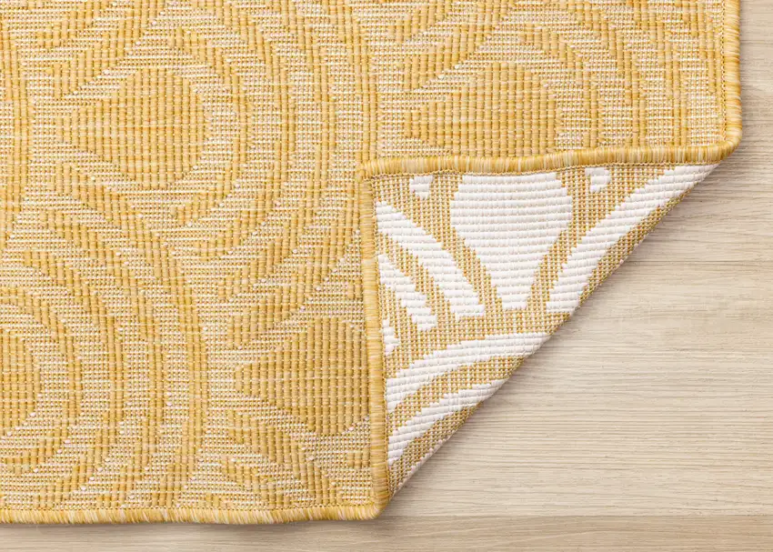 Yellow And Beige Geometric Area Rug Photo 9